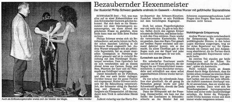 Magische Momente in der Galerie Gaswerk in Schwabach mit Andrea Wurzer (Sopransängerin)